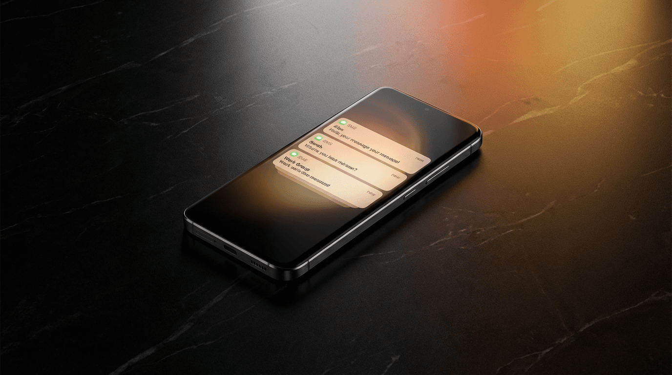 Smartphone recebendo SMS RomaSMS